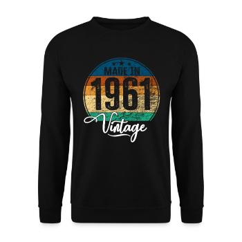 Millésime fabriqué en 1961 Année de naissance 1961 Anniversaire - Sweat-shirt Unisexe - noir - Devant - Alina (178cm) & Michal (187cm)