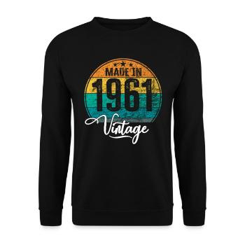 Millésime fabriqué en 1961 Année de naissance 1961 Anniversaire - Sweat-shirt Unisexe - noir - Devant - Alina (178cm) & Michal (187cm)