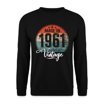 Millésime fabriqué en 1961 Année de naissance 1961 Anniversaire - Sweat-shirt Unisexe - noir - Devant - Alina (178cm) & Michal (187cm)