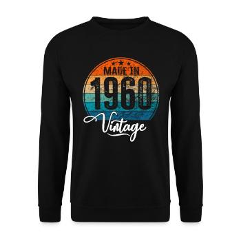 Vintage Made in 1960 Geburtsjahr 1960 Geburtstag - Unisex Pullover - Schwarz - Vorne - Alina (178cm) & Michal (187cm)