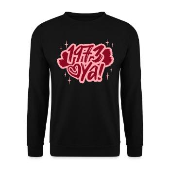 Geburtsjahr 1973 Geburtstag 50 Jahre - Unisex Pullover - Schwarz - Vorne - Alina (178cm) & Michal (187cm)