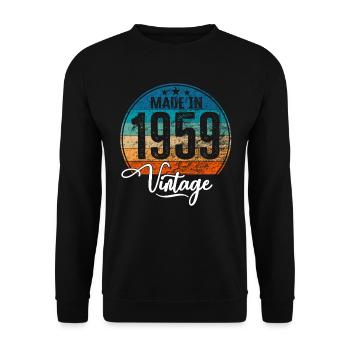 Millésime Fabriqué en 1959 Année de naissance 1959 Anniversaire - Sweat-shirt Unisexe - noir - Devant - Alina (178cm) & Michal (187cm)