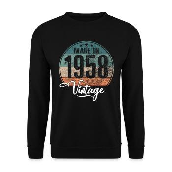 Vintage Made in 1958 Geburtsjahr 1958 Geburtstag - Unisex Pullover - Schwarz - Vorne - Alina (178cm) & Michal (187cm)