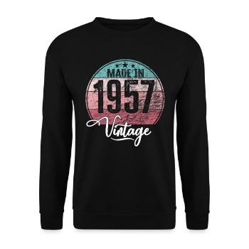 Millésime Fabriqué en 1957 Année de naissance 1957 Anniversaire - Sweat-shirt Unisexe - noir - Devant - Alina (178cm) & Michal (187cm)