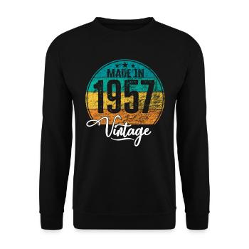 Millésime Fabriqué en 1957 Année de naissance 1957 Anniversaire - Sweat-shirt Unisexe - noir - Devant - Alina (178cm) & Michal (187cm)