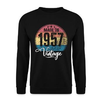 Millésime Fabriqué en 1957 Année de naissance 1957 Anniversaire - Sweat-shirt Unisexe - noir - Devant - Alina (178cm) & Michal (187cm)