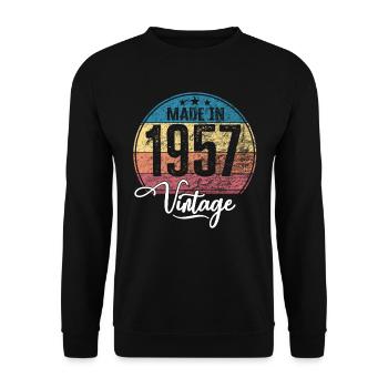Millésime Fabriqué en 1957 Année de naissance 1957 Anniversaire - Sweat-shirt Unisexe - noir - Devant - Alina (178cm) & Michal (187cm)