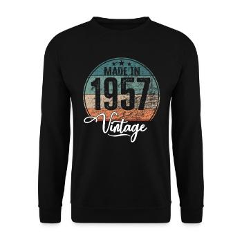 Millésime Fabriqué en 1957 Année de naissance 1957 Anniversaire - Sweat-shirt Unisexe - noir - Devant - Alina (178cm) & Michal (187cm)
