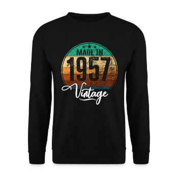 Millésime Fabriqué en 1957 Année de naissance 1957 Anniversaire - Sweat-shirt Unisexe - noir - Devant - Alina (178cm) & Michal (187cm)