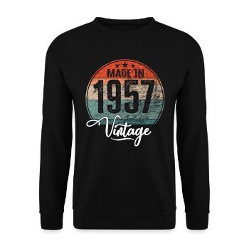 Millésime Fabriqué en 1957 Année de naissance 1957 Anniversaire - Sweat-shirt Unisexe - noir - Devant - Alina (178cm) & Michal (187cm)