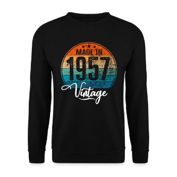 Millésime Fabriqué en 1957 Année de naissance 1957 Anniversaire - Sweat-shirt Unisexe - noir - Devant - Alina (178cm) & Michal (187cm)