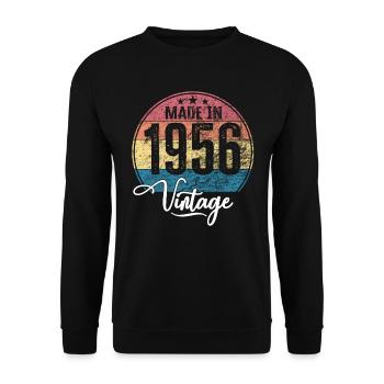Vintage Made in 1956 Geburtsjahr 1956 Geburtstag - Unisex Pullover - Schwarz - Vorne - Alina (178cm) & Michal (187cm)