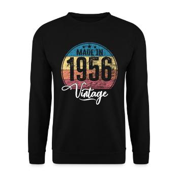 Vintage Made in 1956 Geburtsjahr 1956 Geburtstag - Unisex Pullover - Schwarz - Vorne - Alina (178cm) & Michal (187cm)