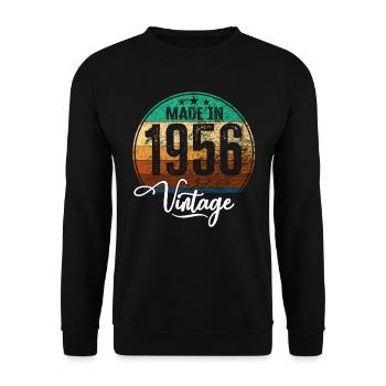Vintage Made in 1956 Geburtsjahr 1956 Geburtstag - Unisex Pullover - Schwarz - Vorne - Alina (178cm) & Michal (187cm)