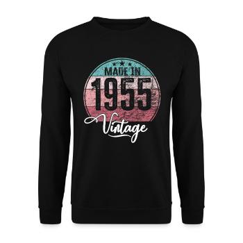 Vintage Made in 1955 Year of birth 1955 Birthday - Unisex Sweatshirt - black - Front - Alina (178cm) & Michal (187cm)