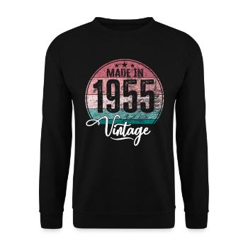 Millésime fabriqué en 1955 Année de naissance 1955 Anniversaire - Sweat-shirt Unisexe - noir - Devant - Alina (178cm) & Michal (187cm)