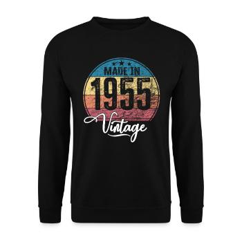 Millésime fabriqué en 1955 Année de naissance 1955 Anniversaire - Sweat-shirt Unisexe - noir - Devant - Alina (178cm) & Michal (187cm)