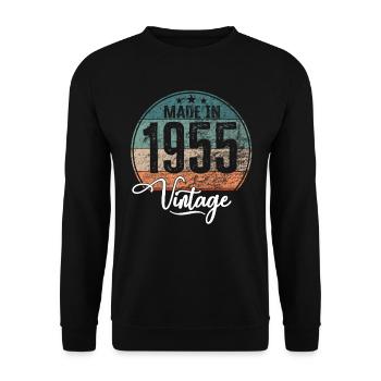Vintage Made in 1955 Year of birth 1955 Birthday - Unisex Sweatshirt - black - Front - Alina (178cm) & Michal (187cm)