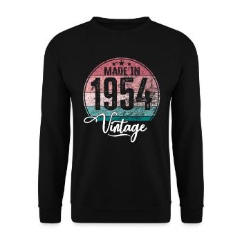 Millésime fabriqué en 1954 Année de naissance 1954 Anniversaire - Sweat-shirt Unisexe - noir - Devant - Alina (178cm) & Michal (187cm)