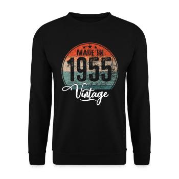 Millésime fabriqué en 1955 Année de naissance 1955 Anniversaire - Sweat-shirt Unisexe - noir - Devant - Alina (178cm) & Michal (187cm)