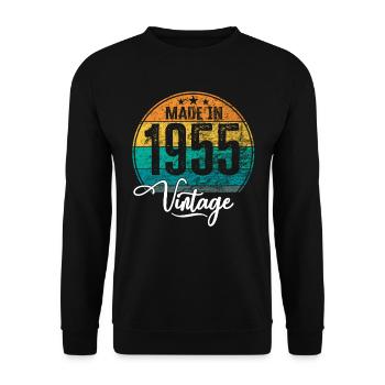 Millésime fabriqué en 1955 Année de naissance 1955 Anniversaire - Sweat-shirt Unisexe - noir - Devant - Alina (178cm) & Michal (187cm)
