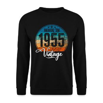 Vintage Made in 1955 Year of birth 1955 Birthday - Unisex Sweatshirt - black - Front - Alina (178cm) & Michal (187cm)
