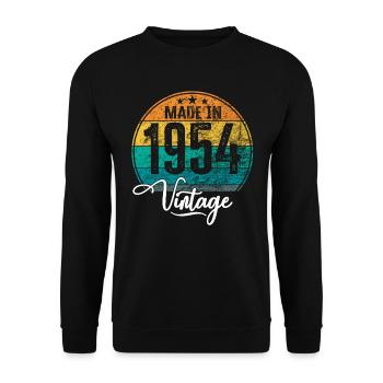 Vintage Made in 1954 Geburtsjahr 1954 Geburtstag - Unisex Pullover - Schwarz - Vorne - Alina (178cm) & Michal (187cm)
