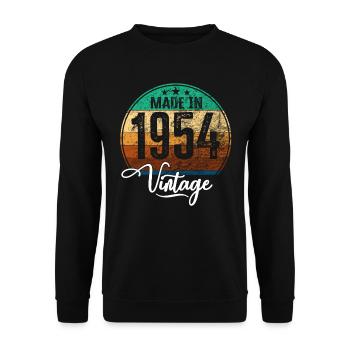 Vintage Made in 1954 Geburtsjahr 1954 Geburtstag - Unisex Pullover - Schwarz - Vorne - Alina (178cm) & Michal (187cm)