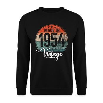 Vintage Made in 1954 Geburtsjahr 1954 Geburtstag - Unisex Pullover - Schwarz - Vorne - Alina (178cm) & Michal (187cm)