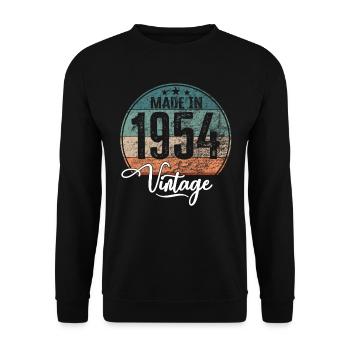 Vintage Made in 1954 Geburtsjahr 1954 Geburtstag - Unisex Pullover - Schwarz - Vorne - Alina (178cm) & Michal (187cm)