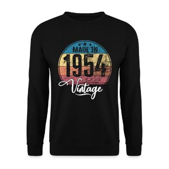 Vintage Made in 1954 Geburtsjahr 1954 Geburtstag - Unisex Pullover - Schwarz - Vorne - Alina (178cm) & Michal (187cm)