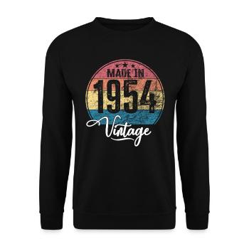 Vintage Made in 1954 Geburtsjahr 1954 Geburtstag - Unisex Pullover - Schwarz - Vorne - Alina (178cm) & Michal (187cm)