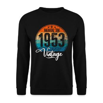 Millésime fabriqué en 1953 Année de naissance 1953 Anniversaire - Sweat-shirt Unisexe - noir - Devant - Alina (178cm) & Michal (187cm)