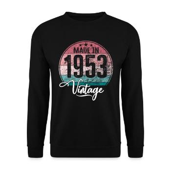 Millésime fabriqué en 1953 Année de naissance 1953 Anniversaire - Sweat-shirt Unisexe - noir - Devant - Alina (178cm) & Michal (187cm)