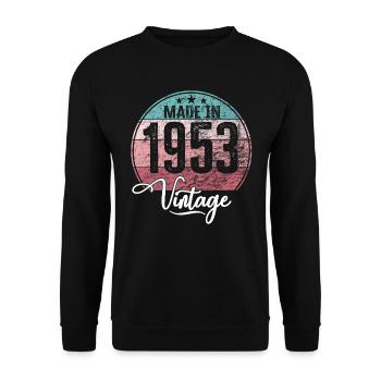 Millésime fabriqué en 1953 Année de naissance 1953 Anniversaire - Sweat-shirt Unisexe - noir - Devant - Alina (178cm) & Michal (187cm)
