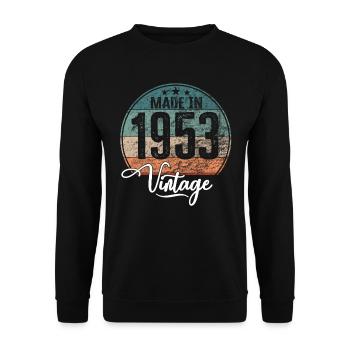 Millésime fabriqué en 1953 Année de naissance 1953 Anniversaire - Sweat-shirt Unisexe - noir - Devant - Alina (178cm) & Michal (187cm)