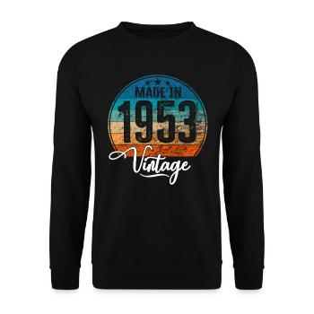 Millésime fabriqué en 1953 Année de naissance 1953 Anniversaire - Sweat-shirt Unisexe - noir - Devant - Alina (178cm) & Michal (187cm)