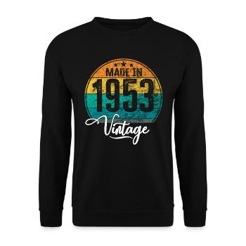 Millésime fabriqué en 1953 Année de naissance 1953 Anniversaire - Sweat-shirt Unisexe - noir - Devant - Alina (178cm) & Michal (187cm)