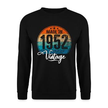 Vintage Made in 1952 Geburtsjahr 1952 Geburtstag - Unisex Pullover - Schwarz - Vorne - Alina (178cm) & Michal (187cm)