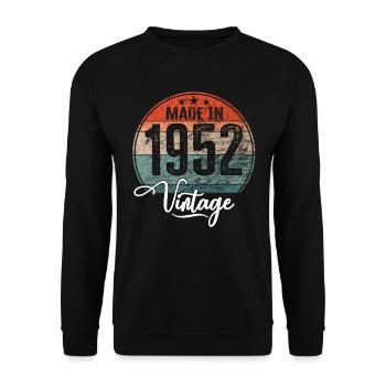 Vintage Made in 1952 Geburtsjahr 1952 Geburtstag - Unisex Pullover - Schwarz - Vorne - Alina (178cm) & Michal (187cm)