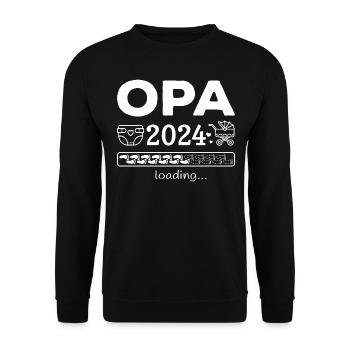 Opa 2024 loading Nachwuchs Schwangerschaft - Unisex Pullover - Schwarz - Vorne - Alina (178cm) & Michal (187cm)