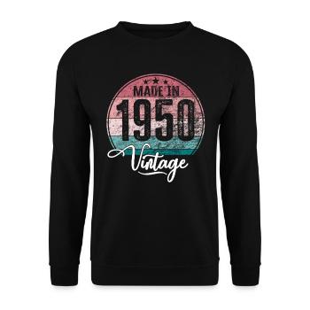 Vintage Fabriqué en 1950 Année de naissance 1950 Anniversaire - Sweat-shirt Unisexe - noir - Devant - Alina (178cm) & Michal (187cm)