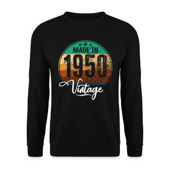 Millésime Fabriqué en 1950 Année de naissance 1950 Anniversaire - Sweat-shirt Unisexe - noir - Devant - Alina (178cm) & Michal (187cm)