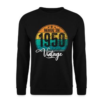 Millésime Fabriqué en 1950 Année de naissance 1950 Anniversaire - Sweat-shirt Unisexe - noir - Devant - Alina (178cm) & Michal (187cm)