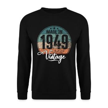 Vintage Made in 1949 Year of birth 1949 Birthday - Unisex Sweatshirt - black - Front - Alina (178cm) & Michal (187cm)