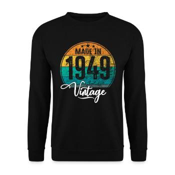Vintage Made in 1949 Year of birth 1949 Birthday - Unisex Sweatshirt - black - Front - Alina (178cm) & Michal (187cm)