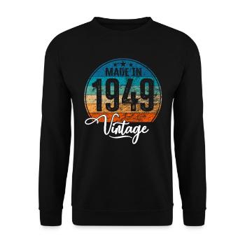 Vintage Made in 1949 Year of birth 1949 Birthday - Unisex Sweatshirt - black - Front - Alina (178cm) & Michal (187cm)