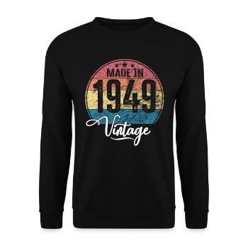 Vintage Made in 1949 Year of birth 1949 Birthday - Unisex Sweatshirt - black - Front - Alina (178cm) & Michal (187cm)