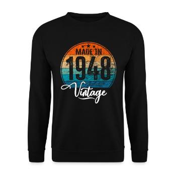 Millésime fabriqué en 1948 Année de naissance 1948 Anniversaire - Sweat-shirt Unisexe - noir - Devant - Alina (178cm) & Michal (187cm)