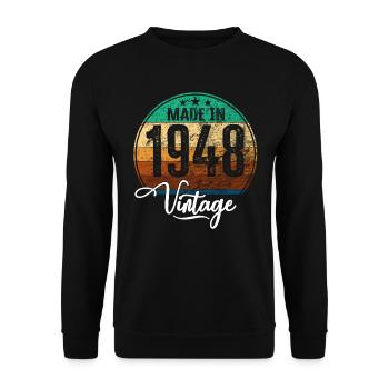 Millésime fabriqué en 1948 Année de naissance 1948 Anniversaire - Sweat-shirt Unisexe - noir - Devant - Alina (178cm) & Michal (187cm)